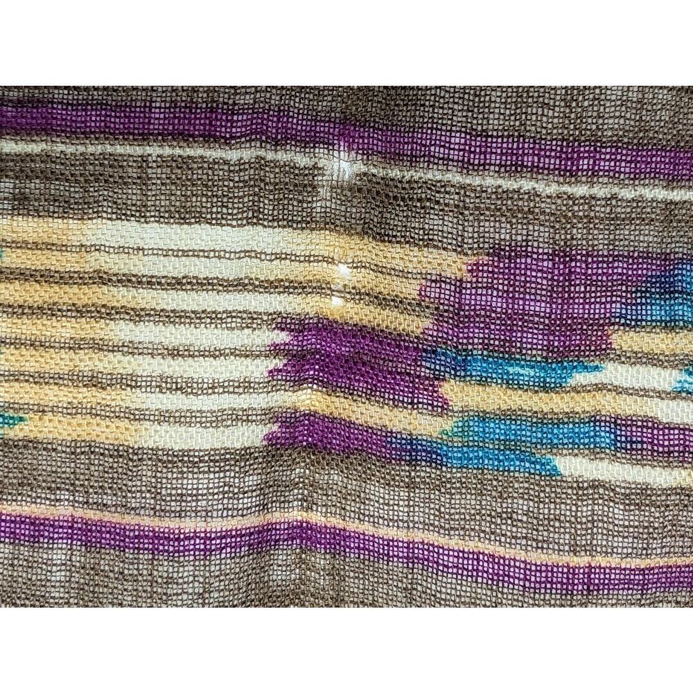 Albert Nipon Scarf Brown Southwestern Print Wool Square 42 x 43 - Picture 8 of 9